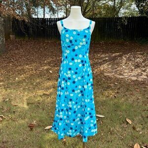 90s vintage Meghan Elisse blue floral midi dress 🌼